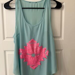 Pink and Blue Sleeveless Top